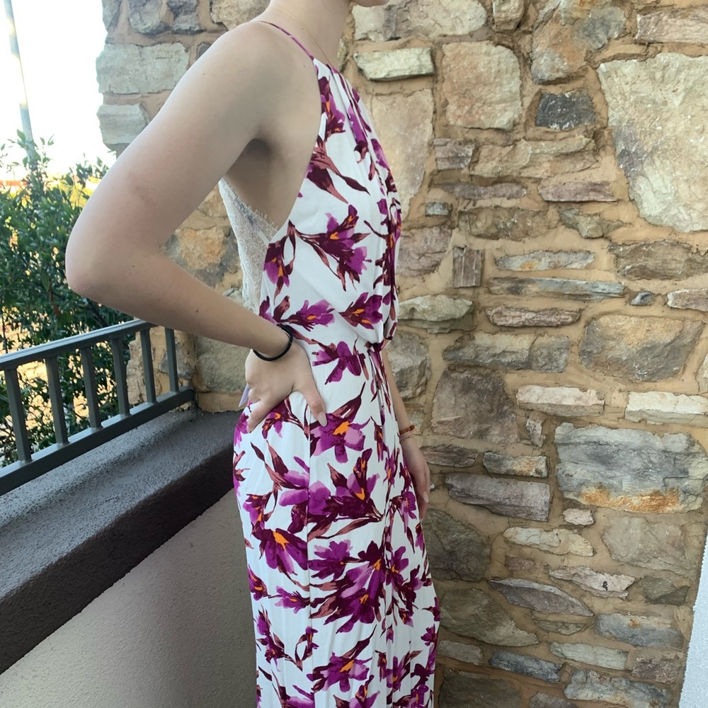 New! Long white floral dress size xs